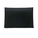 Hermes Calvi Duo Black Card Case With Coin Epson Leather