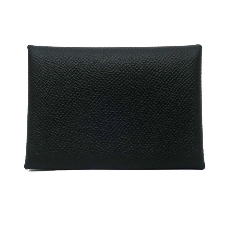 Hermes Calvi Duo Black Card Case With Coin Epson Leather — view 2