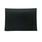 Hermes Calvi Duo Black Card Case With Coin Epson Leather — view 2