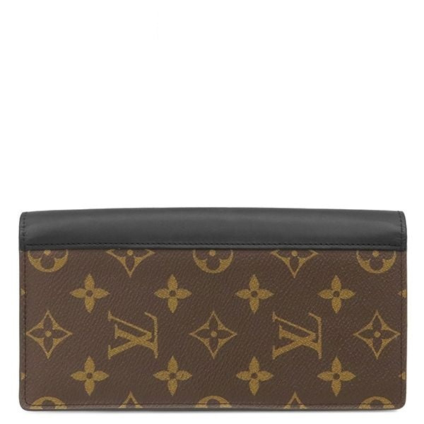 Louis Vuitton Wallet Portefeuille Brazza Monogram Macassar Silver Brown Black
