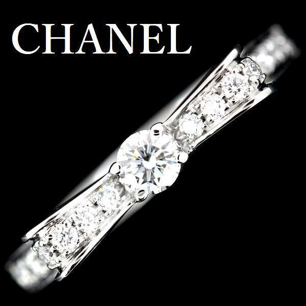 Chanel Diamond Ring White Gold Ribbon 47 Certificate