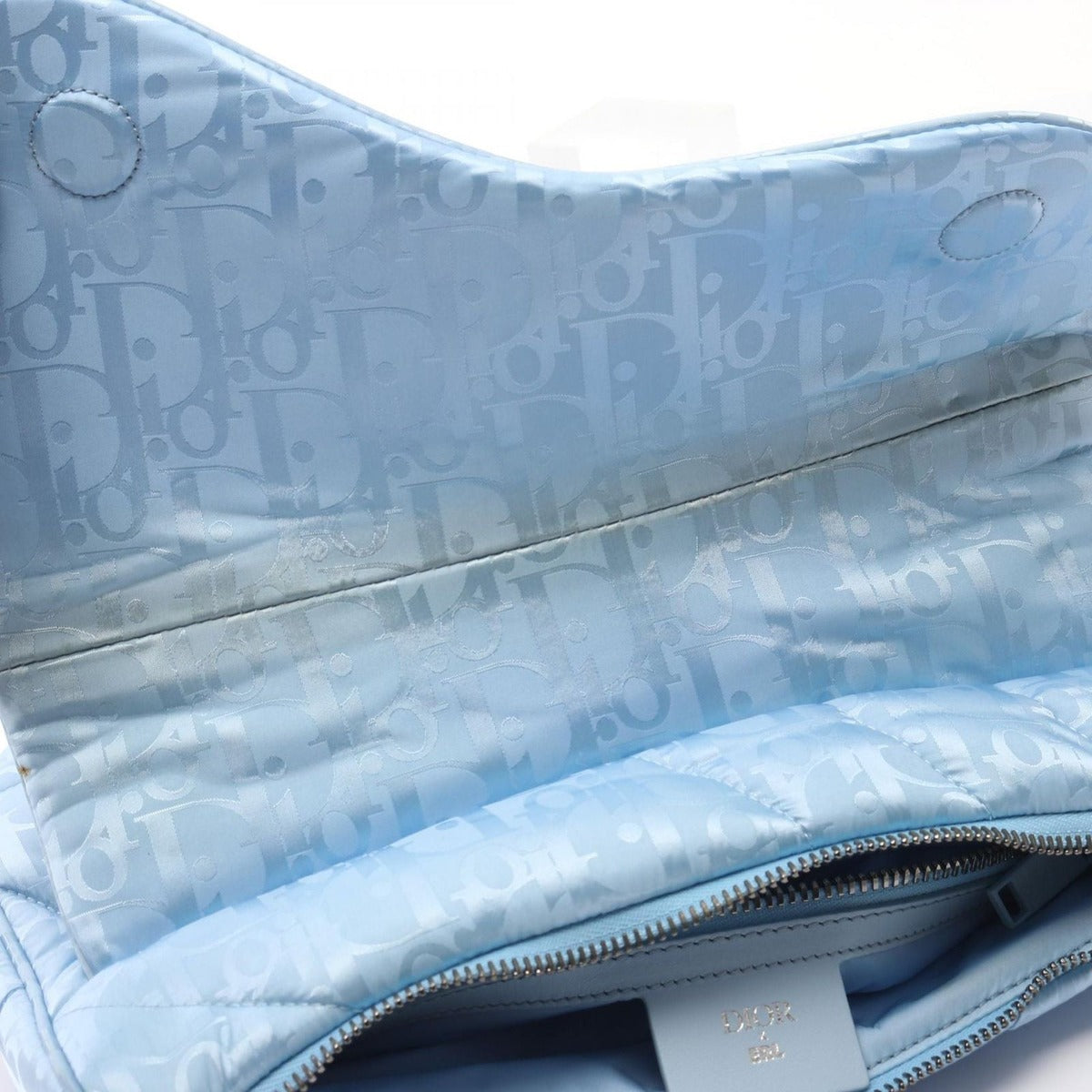 Dior Waist Bag Body Erl Saddle Oblique Light Blue Nylon Leather — view 5