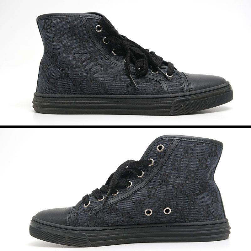 Gucci High Cut Sneakers Size 37 GG Canvas Black — view 2
