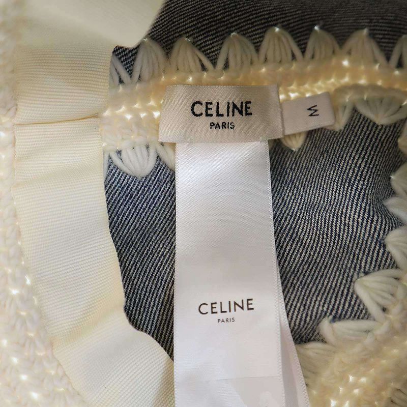 Celine 24 SS Triomphe Bucket Hat Crocheted Wool and Denim — view 4