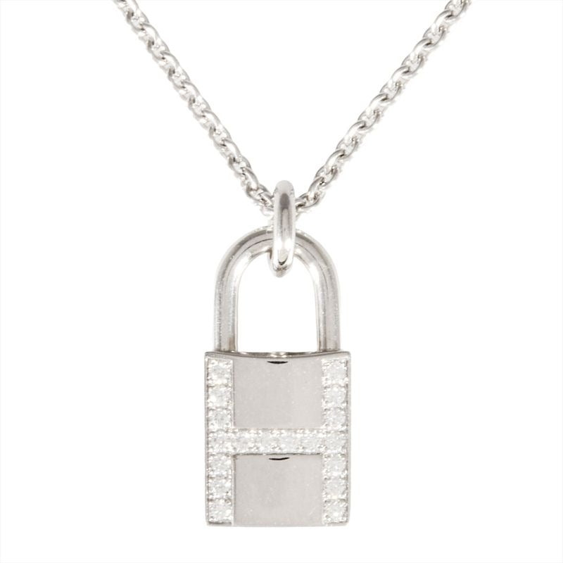 Hermes Amulet Cadenas Necklace 18K White Gold 9.4 g Diamond — view 2