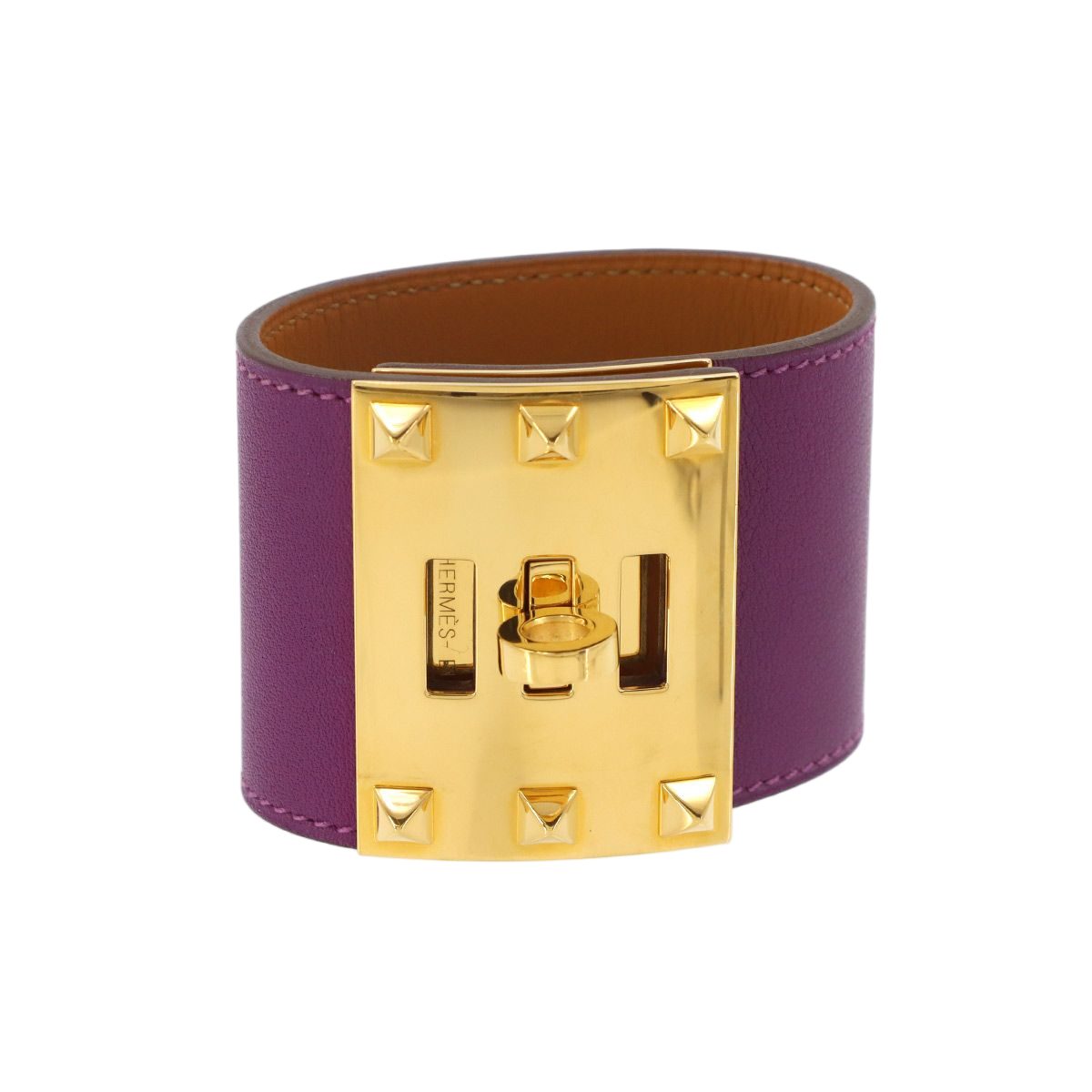 Hermes Tall Bangle Bracelet Swift Anemone Gold Kelly