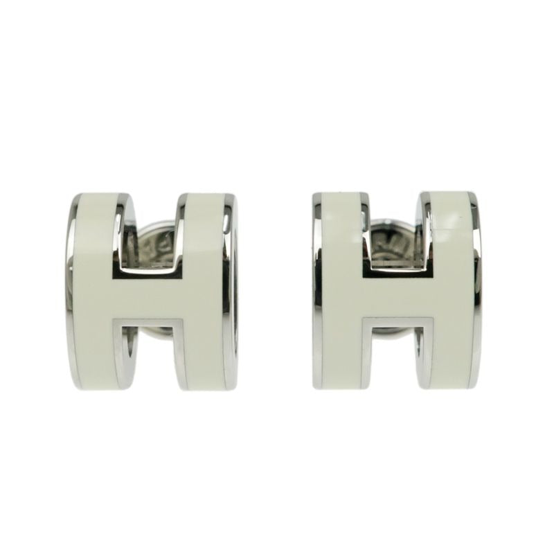 Hermes Earrings Pop Ash Pair Jonus Flepere White Silver Hardware — view 2