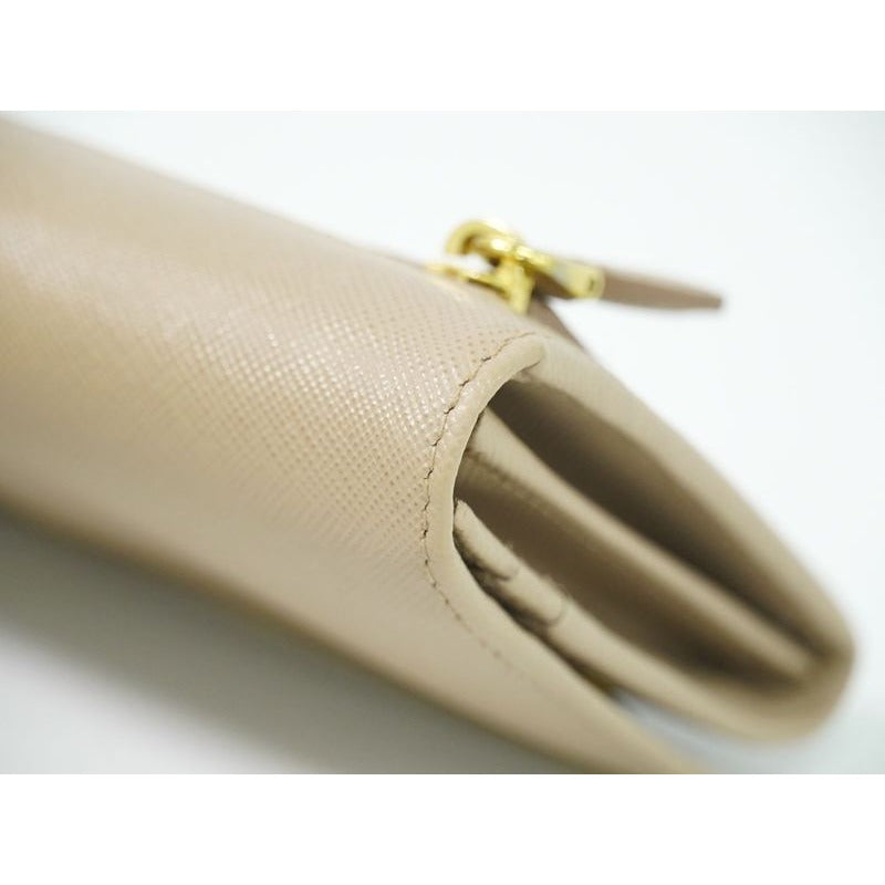 Prada Leather Long Wallet Pink Beige — view 6