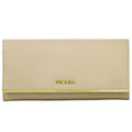Prada Leather Long Wallet Pink Beige