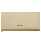 Prada Leather Long Wallet Pink Beige