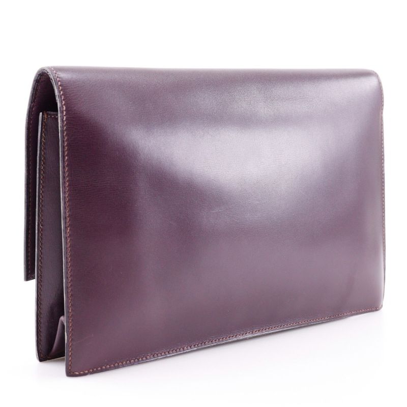 Hermes Faco Vintage Box Calf Bordeaux I Clutch Bag — view 3