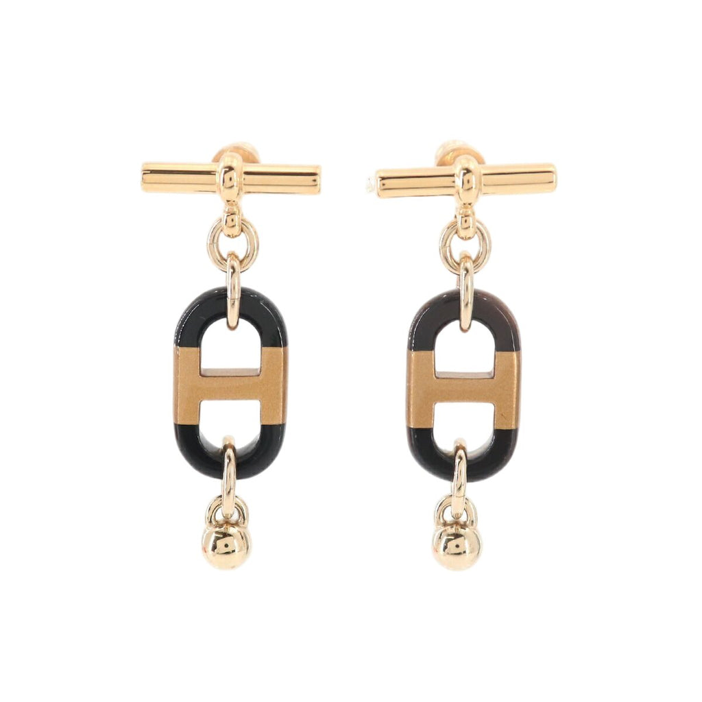 Hermes Sur Mer PM Earrings Buffalo Horn Gold Brown