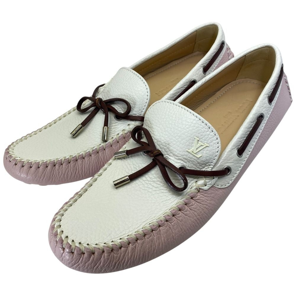 Louis Vuitton Driving Shoes Loafers Deck Leather Pink White