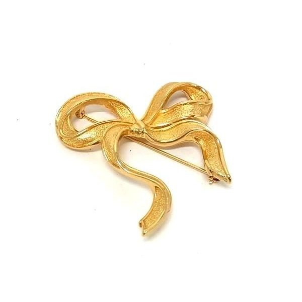 Dior Vintage Ribbon Pin Brooch Pin Badge Gold