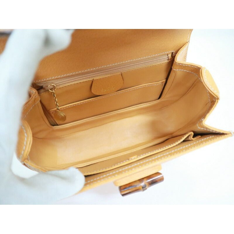 Gucci Bamboo 2-Way Shoulder Bag Leather Brown Gold — view 5