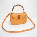Gucci Bamboo 2-Way Shoulder Bag Leather Brown Gold