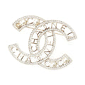 Chanel Pearl Rhinestone CC Logo Brooch Gold