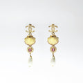 Chanel Earrings Shell Pearl Rhinestone Drop