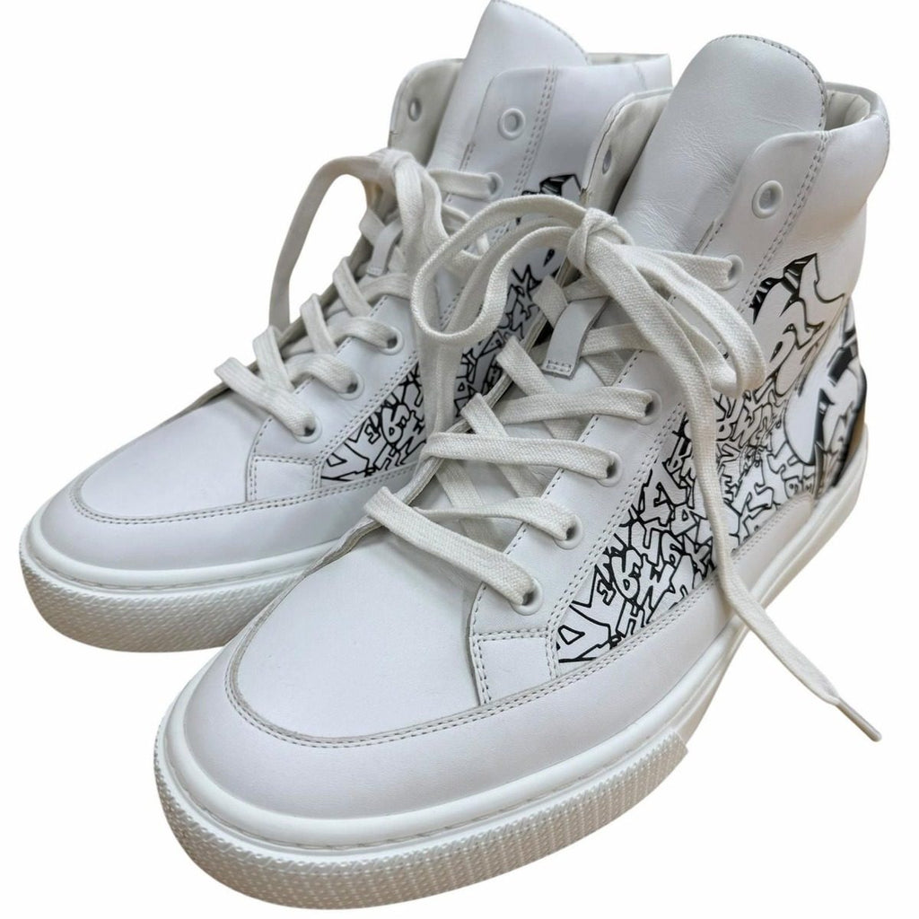 Hermes Graffiti District Leather High Cut Sneakers White 41 — view 2