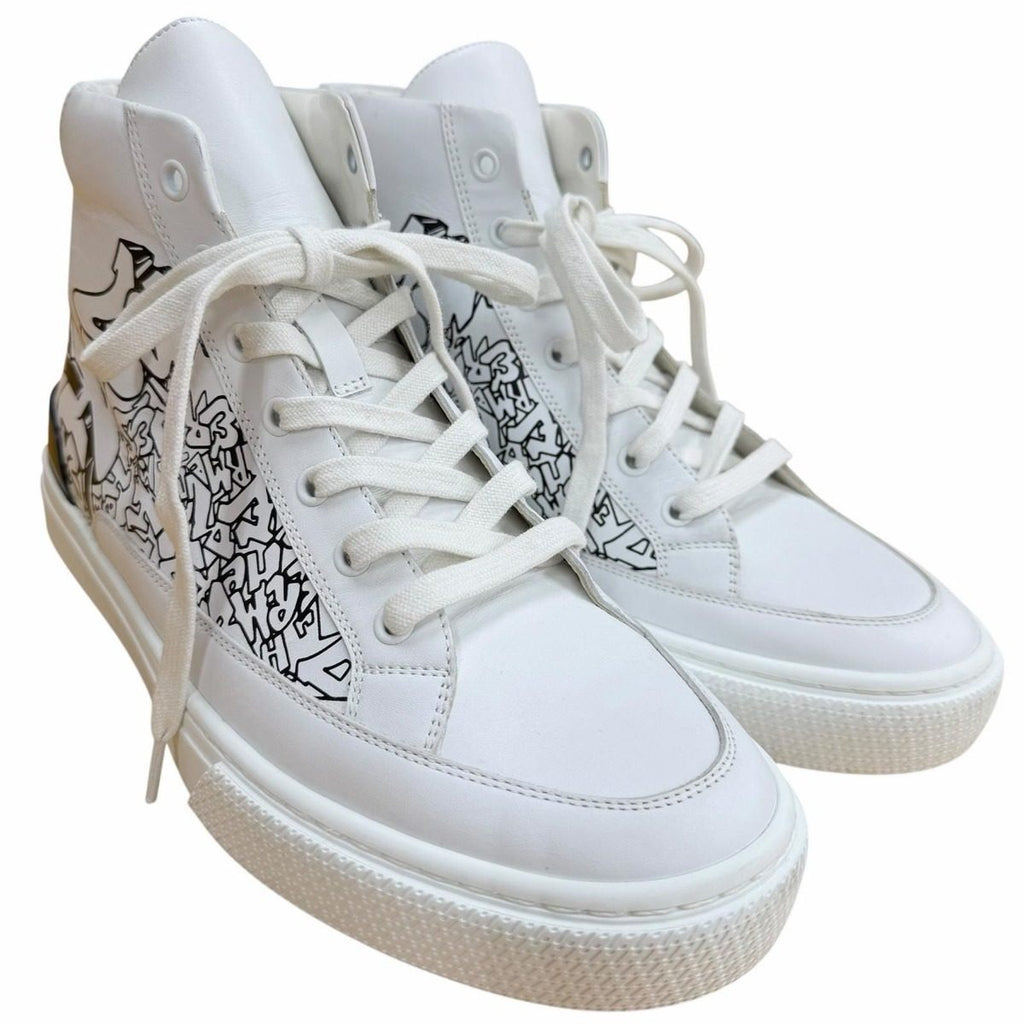 Hermes Graffiti District Leather High Cut Sneakers White 41 — view 3