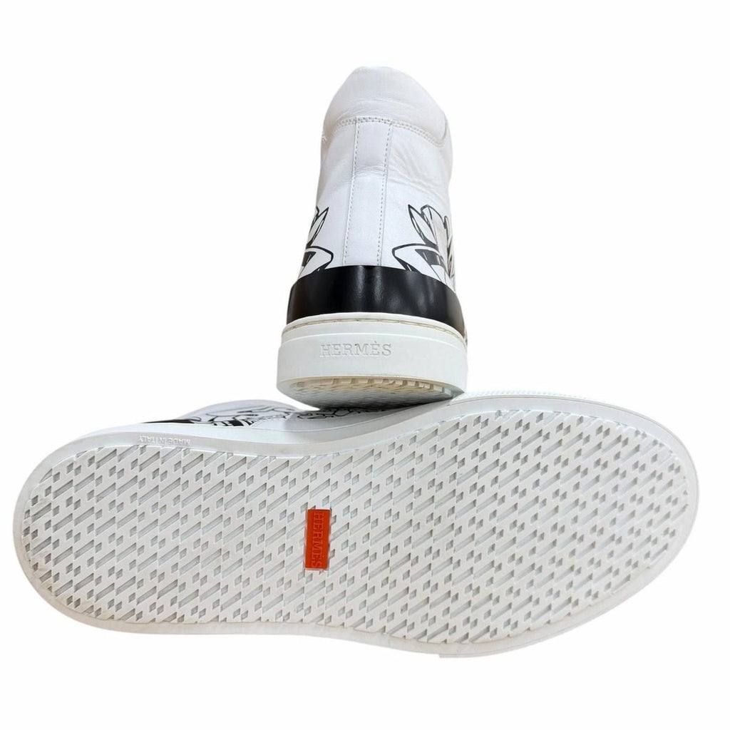 Hermes Graffiti District Leather High Cut Sneakers White 41 — view 5