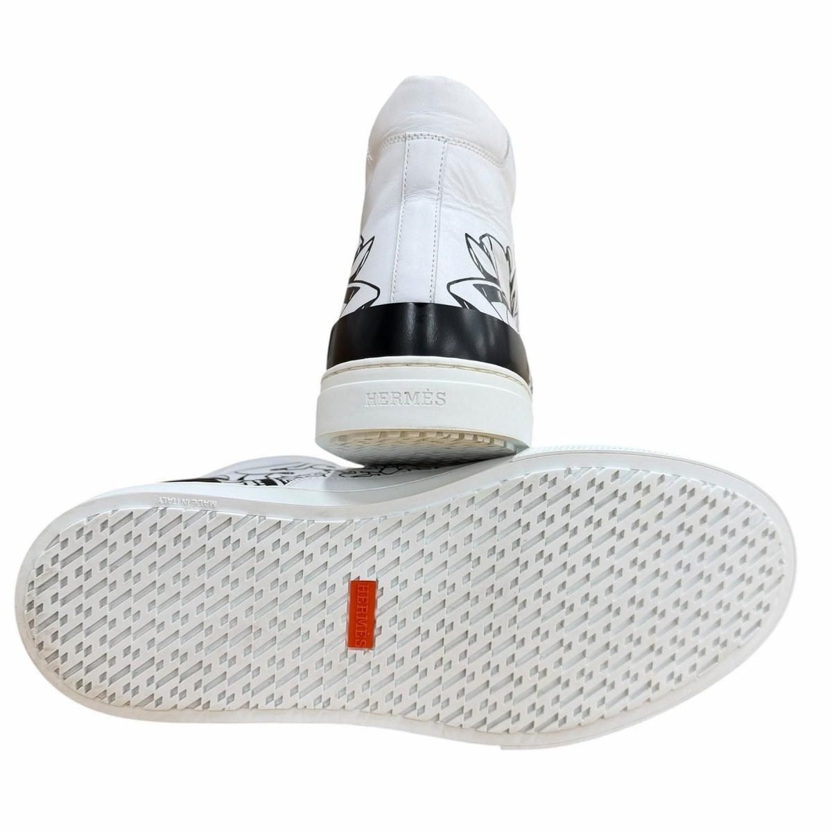 Hermes Graffiti District Leather High Cut Sneakers White 41 — view 5