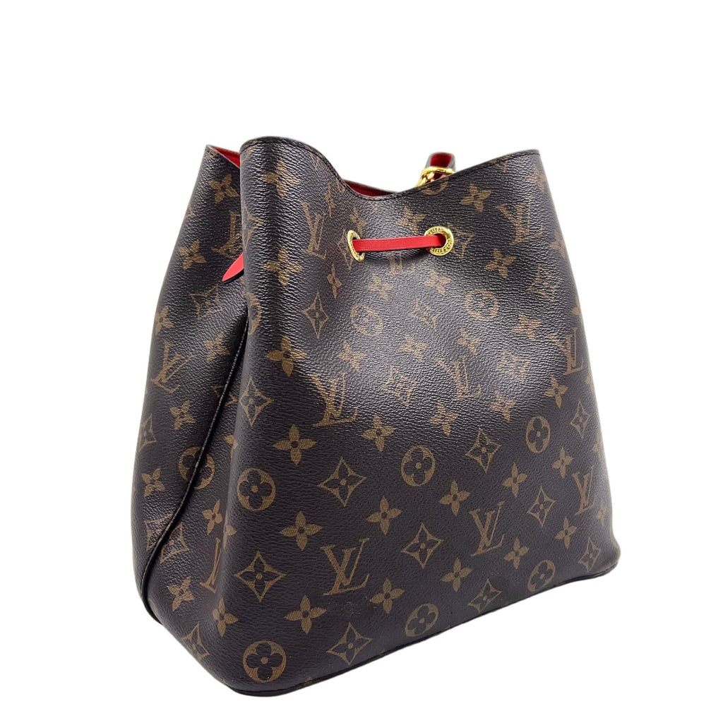 Louis Vuitton Neo Noe Monogram Coquelicot Leather Brown Red Shoulder Bag Gold — view 2