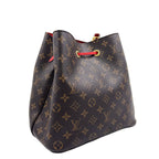 Louis Vuitton Neo Noe Monogram Coquelicot Leather Brown Red Shoulder Bag Gold — view 2