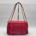 Chanel Shoulder Bag Quilted CC Logo Turnlock Gold Chain Leather Red Seal — view 2