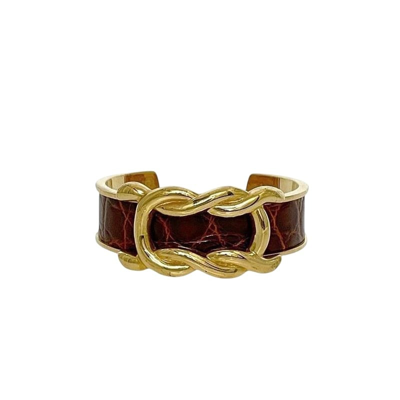 Hermes Bangle Gold Brown GP Croc — view 2