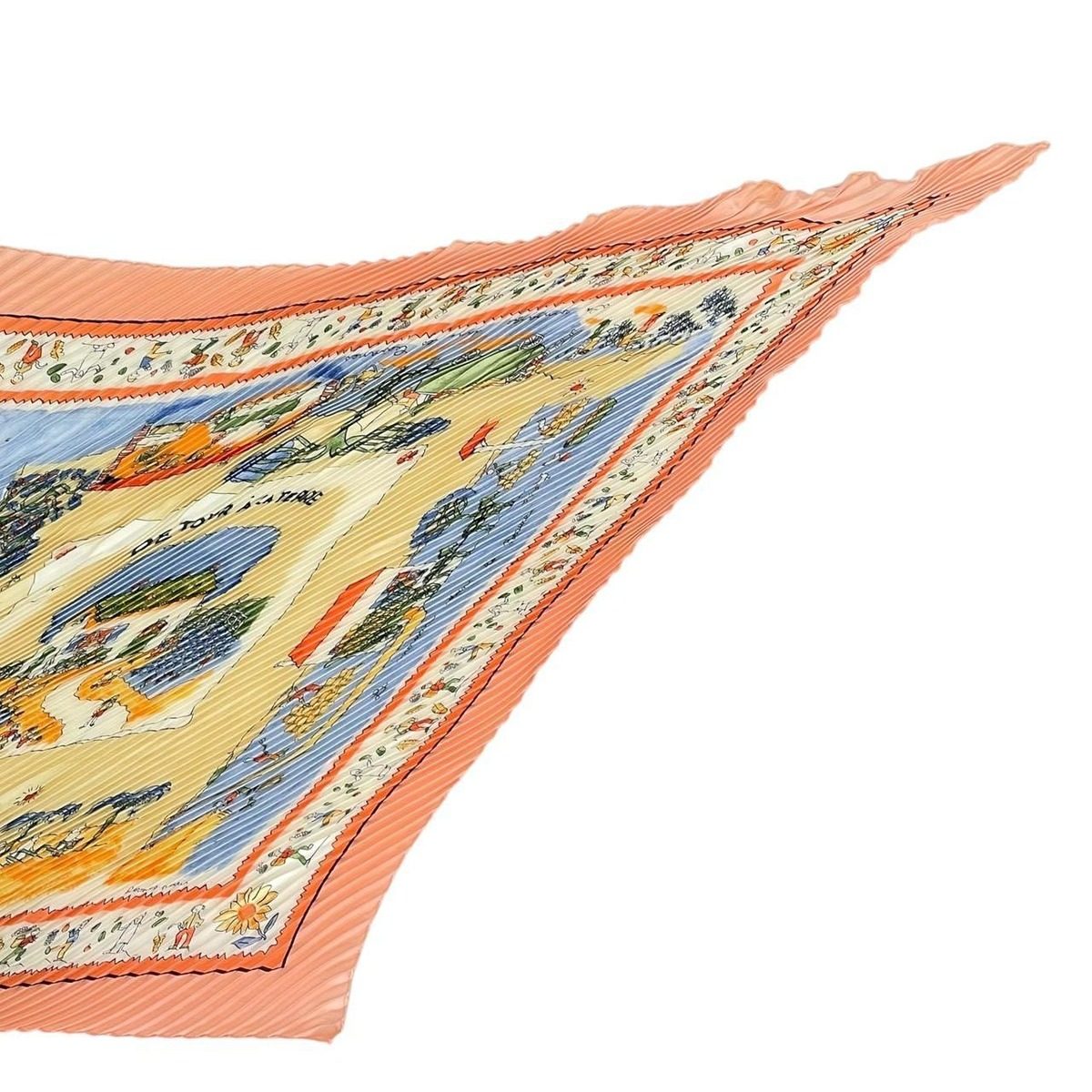 Hermes Pleats RE Tour a la Terre Return Silk Pink Scarf — view 2
