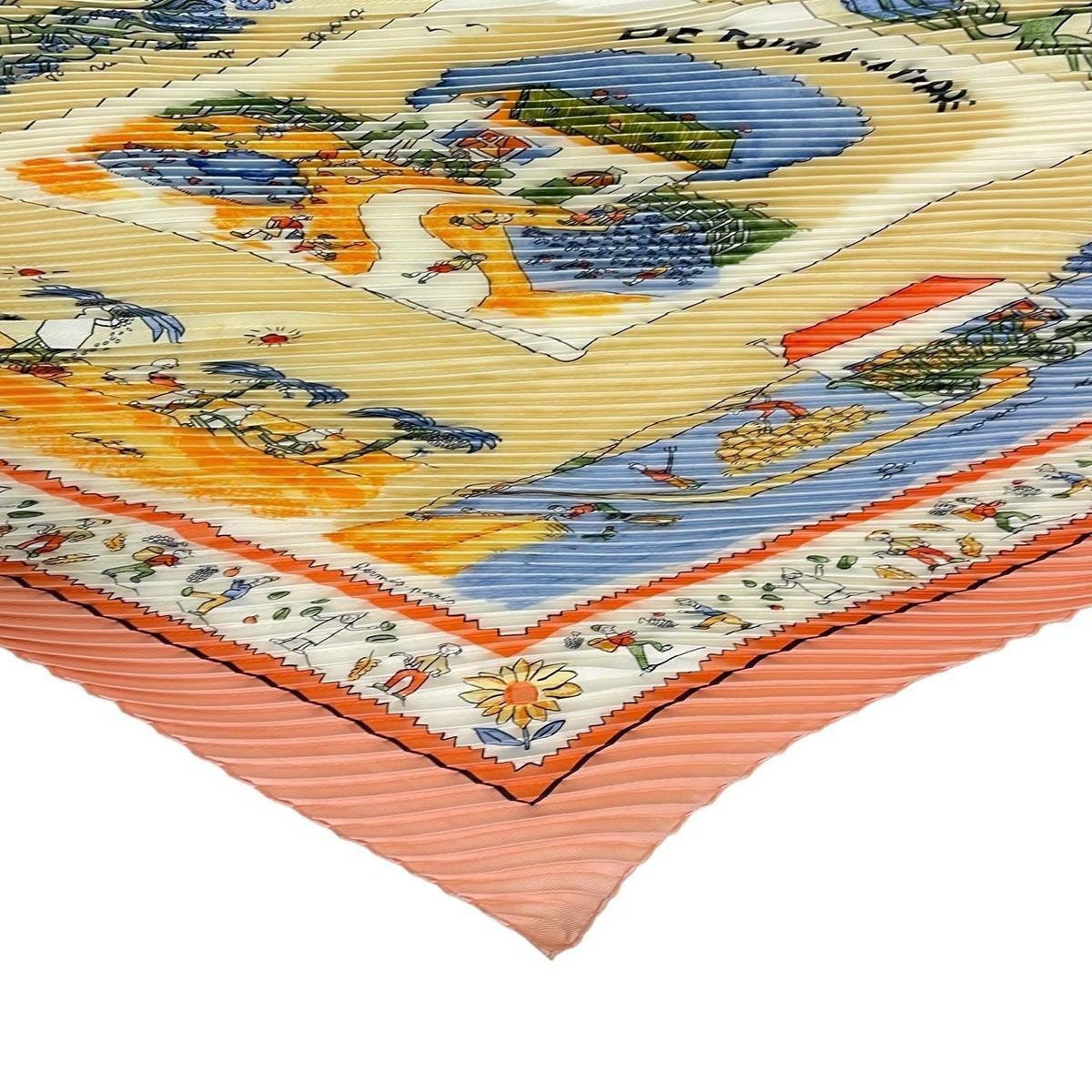 Hermes Pleats RE Tour a la Terre Return Silk Pink Scarf — view 5