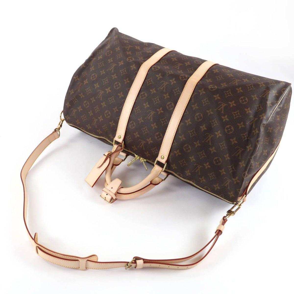 Louis Vuitton Keepall Bandouliere 55 Monogram Canvas Boston Bag Brown — view 4