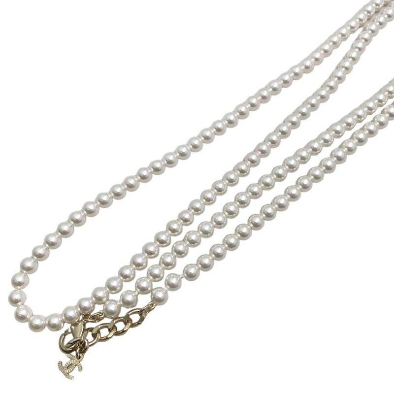 Chanel Long Necklace Coco Mark Rhinestone Pearl 2024 Gold Hardware — view 6