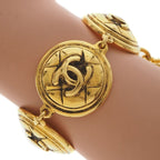 Chanel Coco Mark Quilted Vintage Gold Plated 71.2 g Bracelet