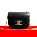 Celine Teen Chain Buzas Triomphe Logo Calf Leather Shoulder Bag