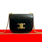 Celine Teen Chain Buzas Triomphe Logo Calf Leather Shoulder Bag
