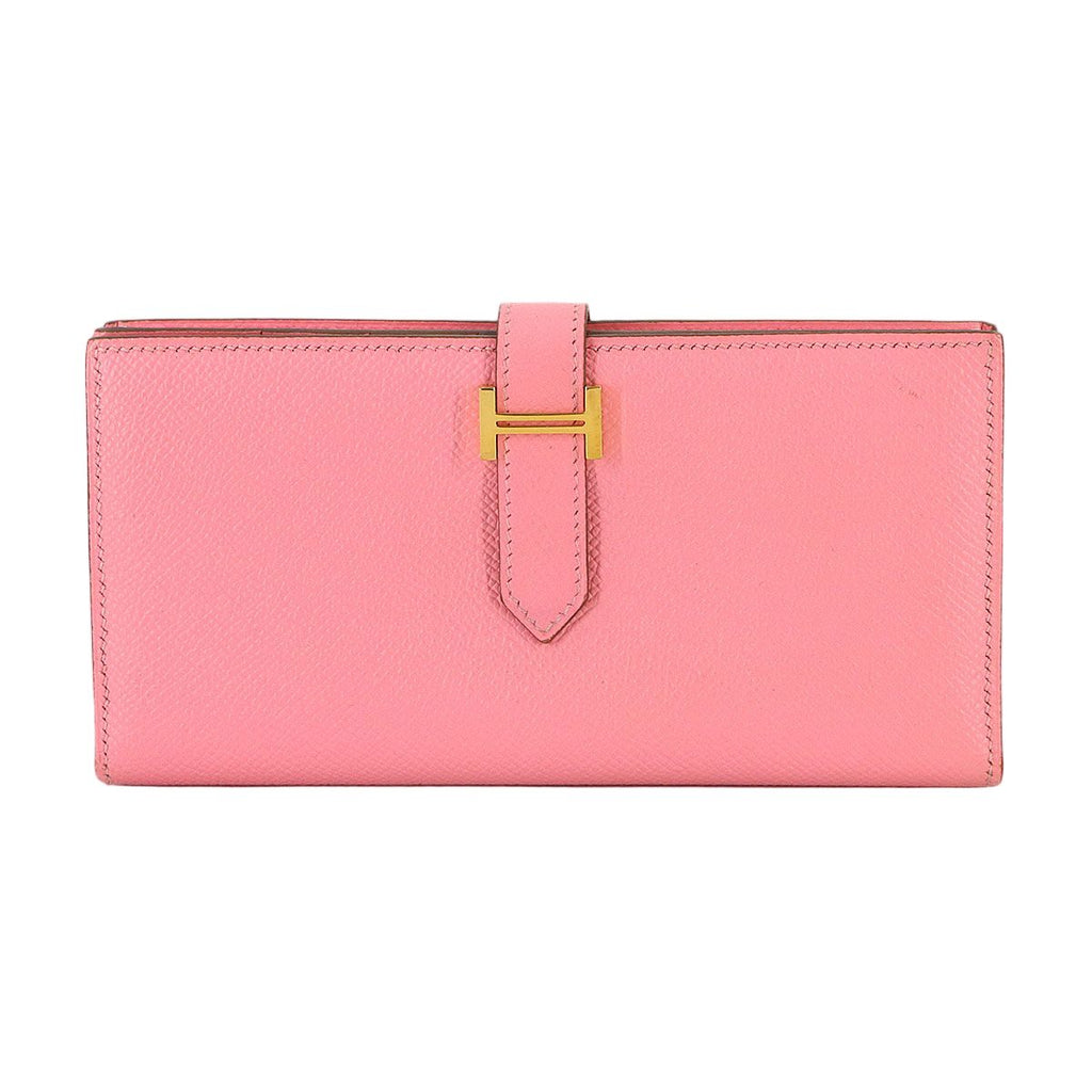 Hermes Bearn Souffle Bifold Wallet Epsom Rose Confetti Gold Soufflet