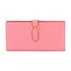 Hermes Bearn Souffle Bifold Wallet Epsom Rose Confetti Gold Soufflet