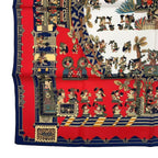 Hermes Scarf Silk Carre 90 Astres Et Soleils Celestial Bodies and the Sun Red — view 4