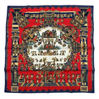 Hermes Scarf Silk Carre 90 Astres Et Soleils Celestial Bodies and the Sun Red