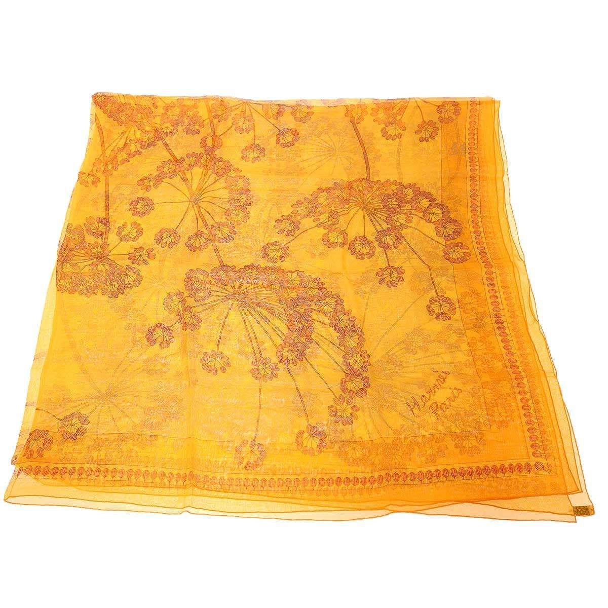Hermes Carre 140 Ombelles Silk Scarf Orange