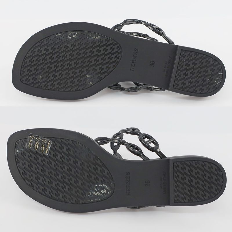 Hermes Island Sandals Chaine D'ancre Black Rubber Size 36 — view 6