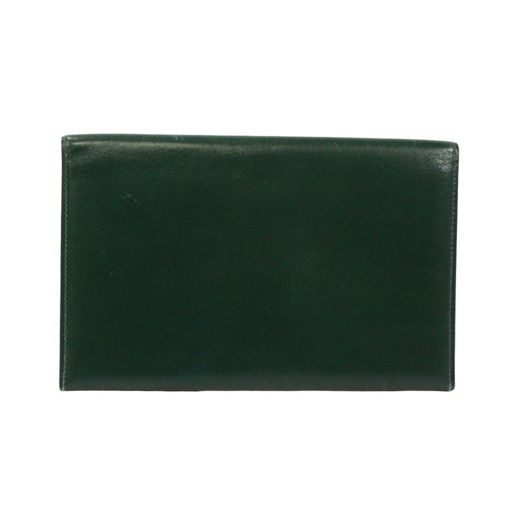 Hermes Bifold Box Calf Green Wallet Gold