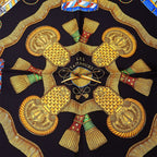 Hermes Scarf Carre 90 Silk Black Gold LES Tambours Tambour Drums — view 2