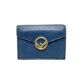 Fendi Trifold Compact Wallet 8 Blue Gold Hardware