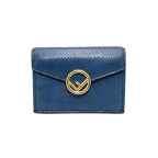 Fendi Trifold Compact Wallet 8 Blue Gold Hardware