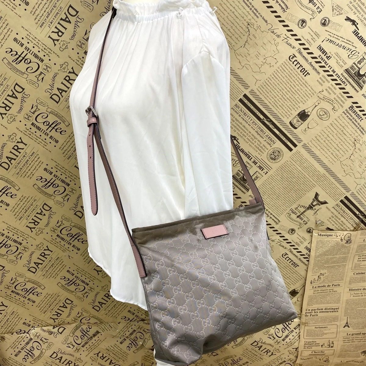Gucci Shoulder Bag Ggnylon Crossbody Gray Travel Business — view 3