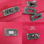 Hermes Kelly Vaux Epson a Engraved Rose Tyrian Long Wallet Silver — view 6