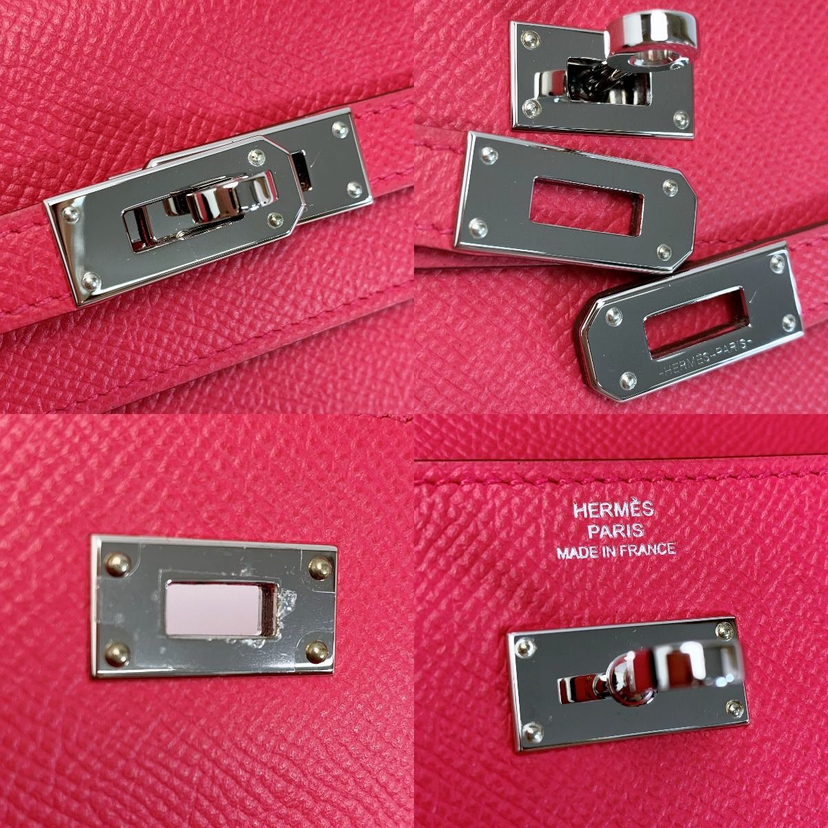 Hermes Kelly Vaux Epson a Engraved Rose Tyrian Long Wallet Silver — view 6